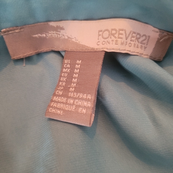 Forever 21 Contemporary Aqua Colored Lace Detailed Shirt M - Picture 7 of 7